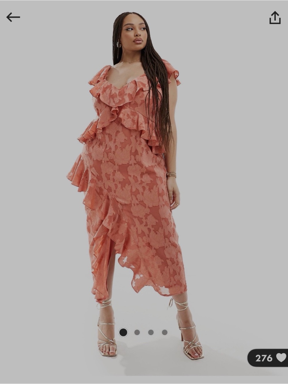 ASOS Ruffled Coral Midi Dress